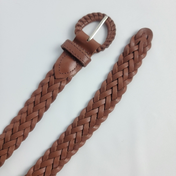 Red Woven Genuine Leather Belt Size SM Braided Boho Adjustable 37" L - 1" W - Picture 1 of 5